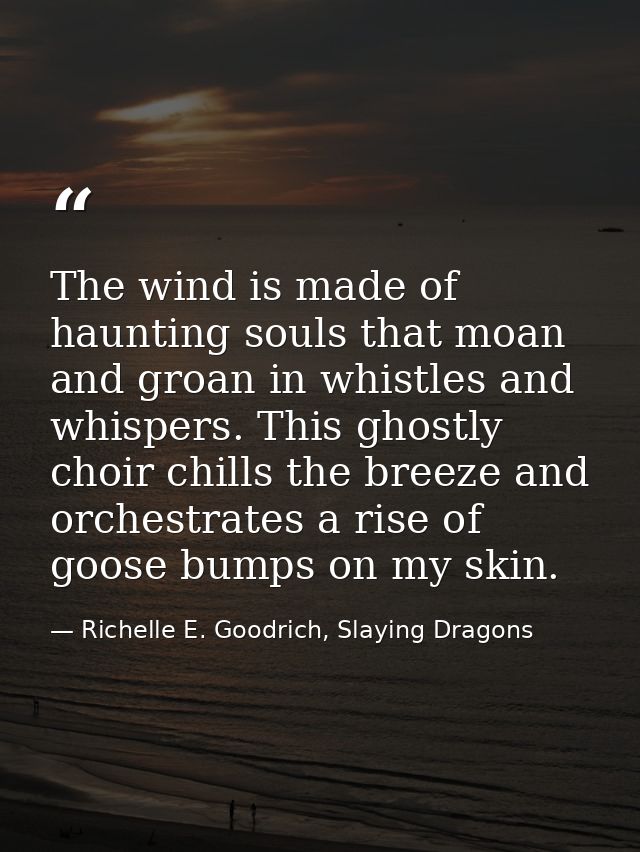The wind is made of haunting souls that moan and groan in whistles and whispers. This ghostly choir chills the breeze an — Richelle E. Goodrich, Slaying Dragons