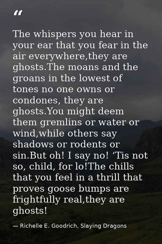 The whispers you hear in your ear that you fear in the air everywhere,they are ghosts.The moans and the groans in the lo — Richelle E. Goodrich, Slaying Dragons
