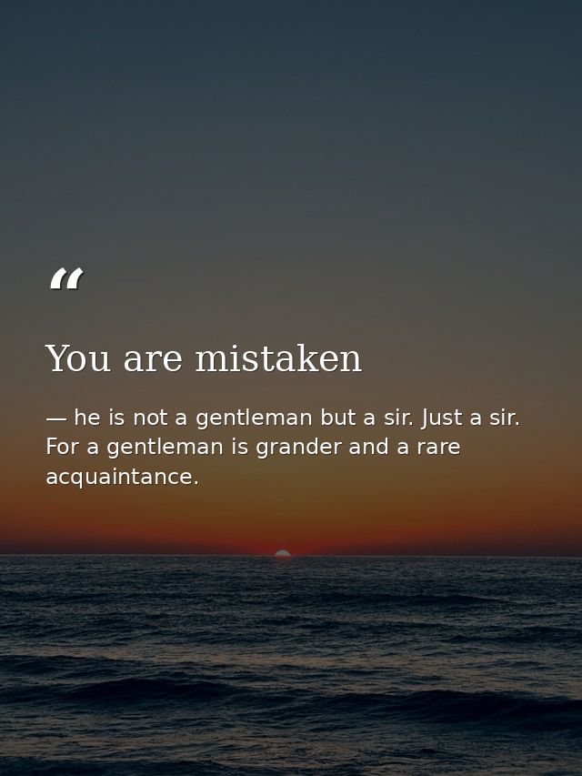 You are mistaken — he is not a gentleman but a sir. Just a sir. For a gentleman is grander and a rare acquaintance.