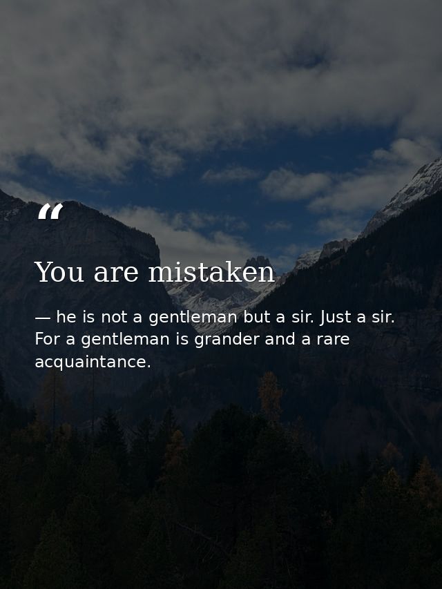 You are mistaken — he is not a gentleman but a sir. Just a sir. For a gentleman is grander and a rare acquaintance.