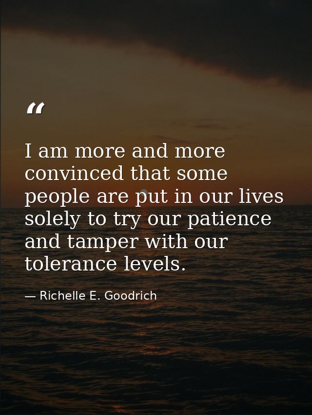 I am more and more convinced that some people are put in our lives solely to try our patience and tamper with our tolera — Richelle E. Goodrich