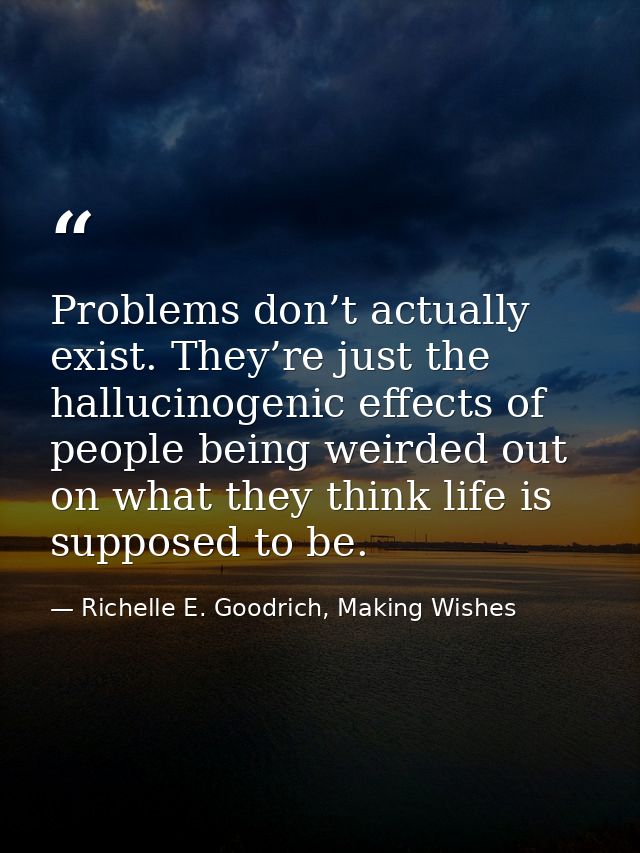 Problems don’t actually exist. They’re just the hallucinogenic effects of people being weirded out on what they think li — Richelle E. Goodrich, Making Wishes