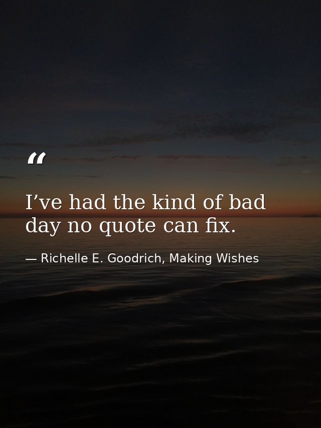 I’ve had the kind of bad day no quote can fix. — Richelle E. Goodrich, Making Wishes
