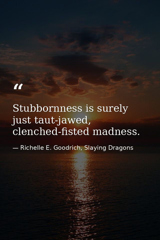 Stubbornness is surely just taut-jawed, clenched-fisted madness. — Richelle E. Goodrich, Slaying Dragons