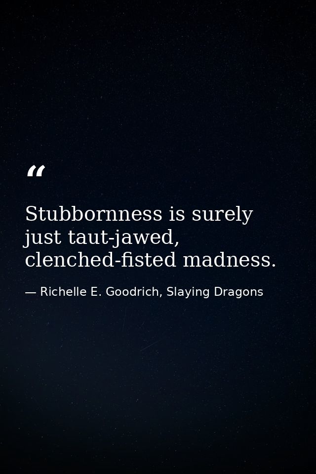 Stubbornness is surely just taut-jawed, clenched-fisted madness. — Richelle E. Goodrich, Slaying Dragons