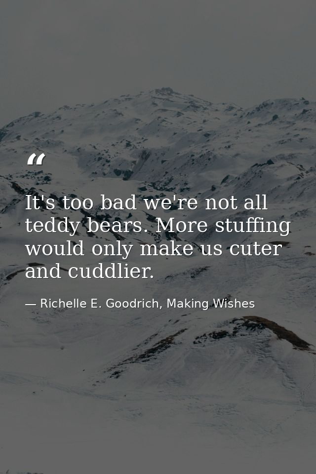 It's too bad we're not all teddy bears. More stuffing would only make us cuter and cuddlier. — Richelle E. Goodrich, Making Wishes