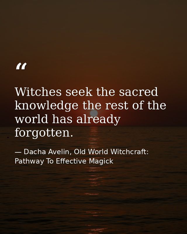 Witches seek the sacred knowledge the rest of the world has already forgotten. — Dacha Avelin, Old World Witchcraft: Pathway To Effective Magick