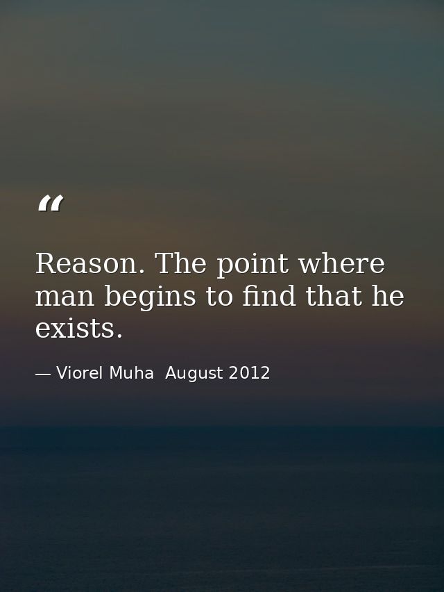 Reason. The point where man begins to find that he exists. — Viorel Muha  August 2012