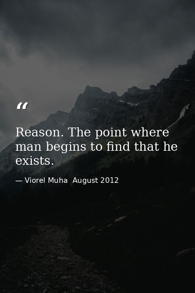 Reason. The point where man begins to find that he exists. — Viorel Muha  August 2012