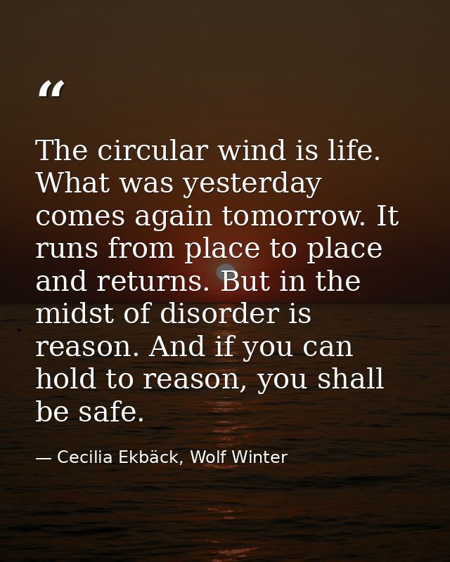 The circular wind is life. What was yesterday comes again tomorrow. It runs from place to place and returns. But in the  — Cecilia Ekbäck, Wolf Winter