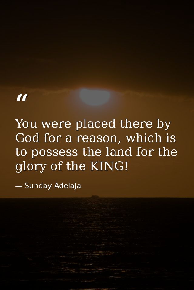 You were placed there by God for a reason, which is to possess the land for the glory of the KING! — Sunday Adelaja