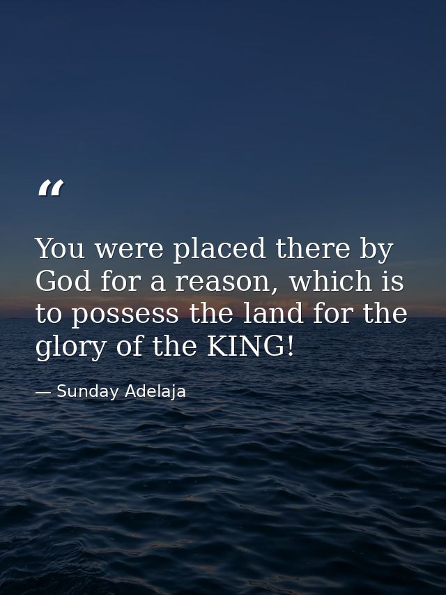 You were placed there by God for a reason, which is to possess the land for the glory of the KING! — Sunday Adelaja