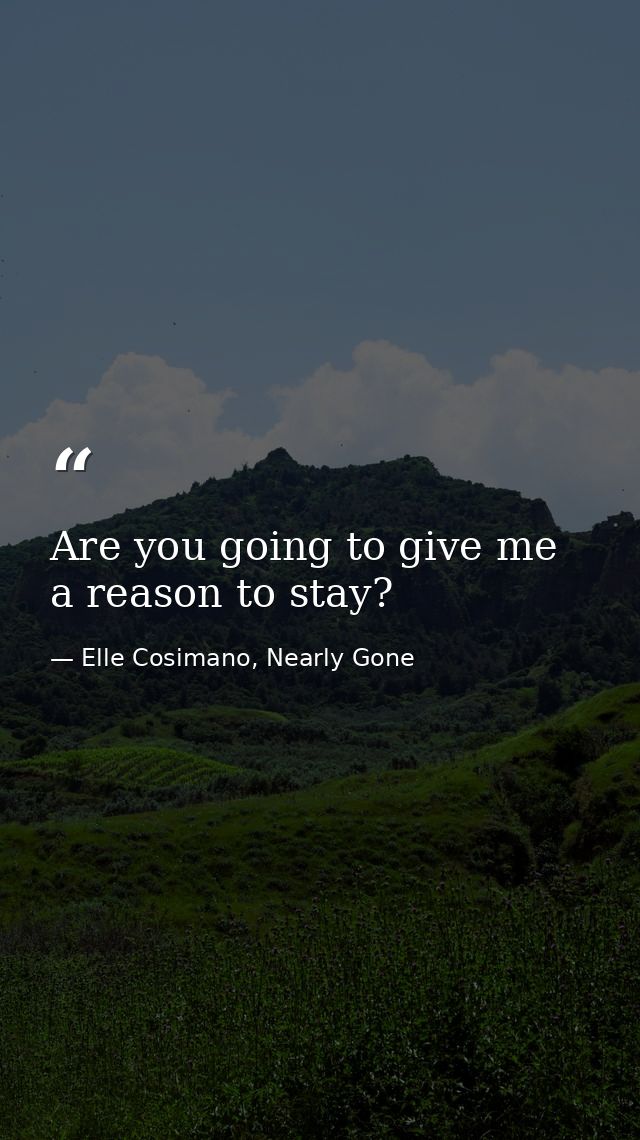 Are you going to give me a reason to stay? — Elle Cosimano, Nearly Gone