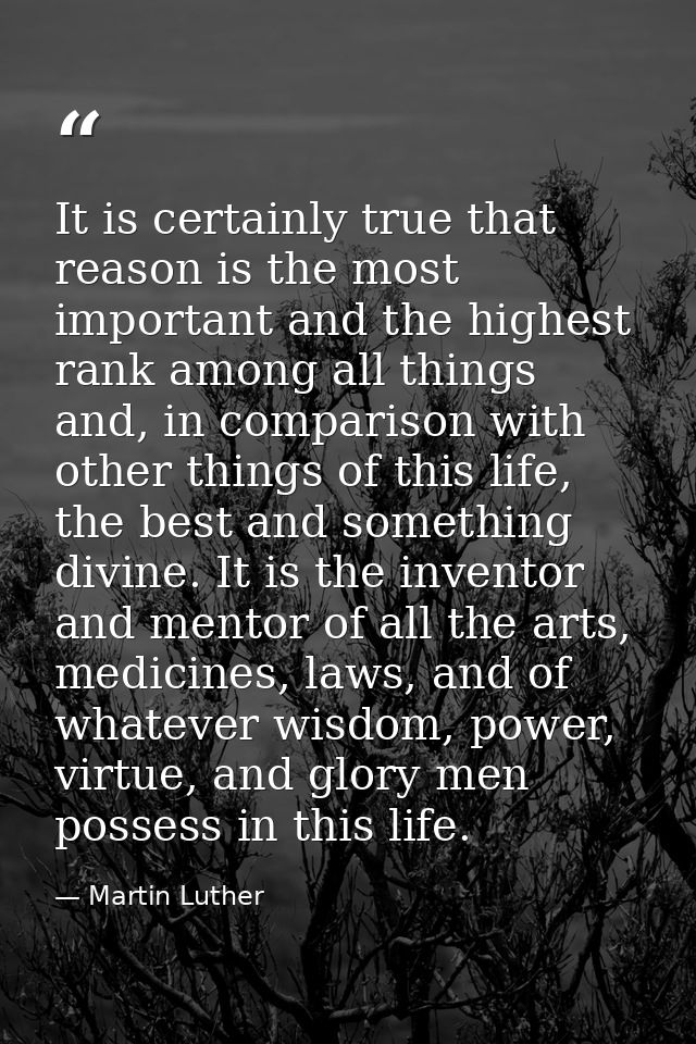 It is certainly true that reason is the most important and the highest rank among all things and, in comparison with oth — Martin Luther