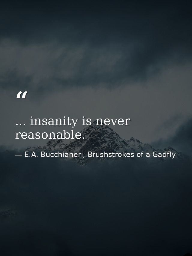 ... insanity is never reasonable. — E.A. Bucchianeri, Brushstrokes of a Gadfly