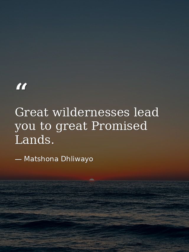 Great wildernesses lead you to great Promised Lands. — Matshona Dhliwayo