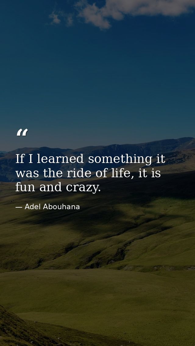 If I learned something it was the ride of life, it is fun and crazy. — Adel Abouhana
