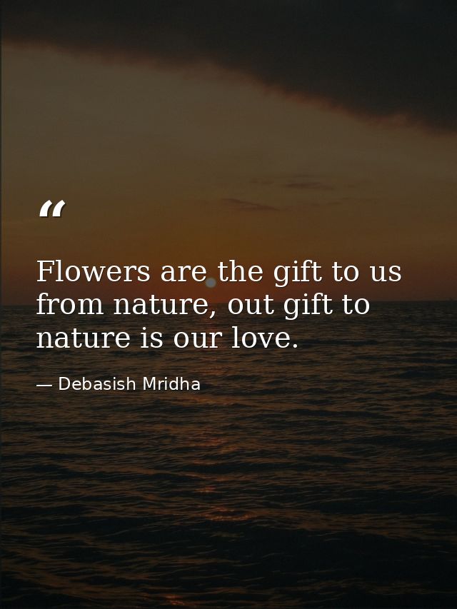 Flowers are the gift to us from nature, out gift to nature is our love. — Debasish Mridha