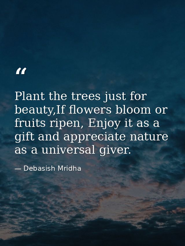 Plant the trees just for beauty,If flowers bloom or fruits ripen, Enjoy it as a gift and appreciate nature as a universa — Debasish Mridha