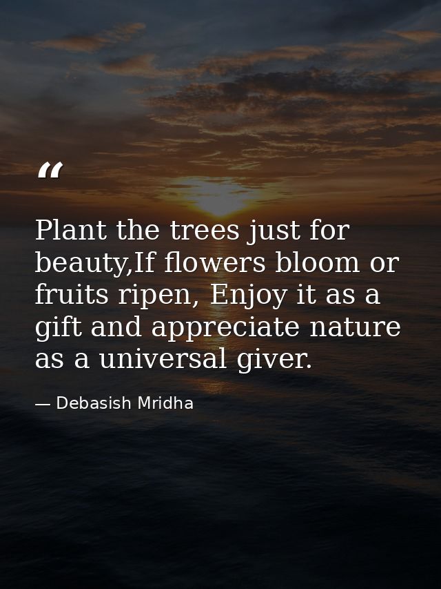 Plant the trees just for beauty,If flowers bloom or fruits ripen, Enjoy it as a gift and appreciate nature as a universa — Debasish Mridha