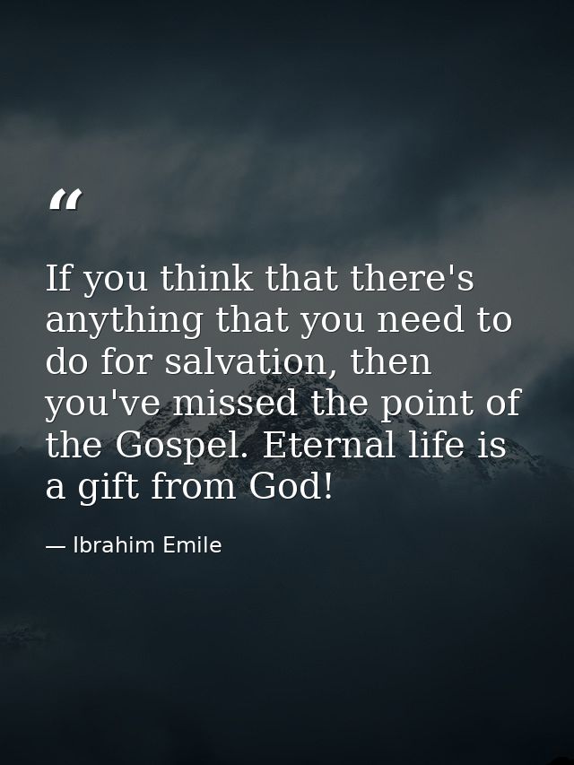 If you think that there's anything that you need to do for salvation, then you've missed the point of the Gospel. Eterna — Ibrahim Emile