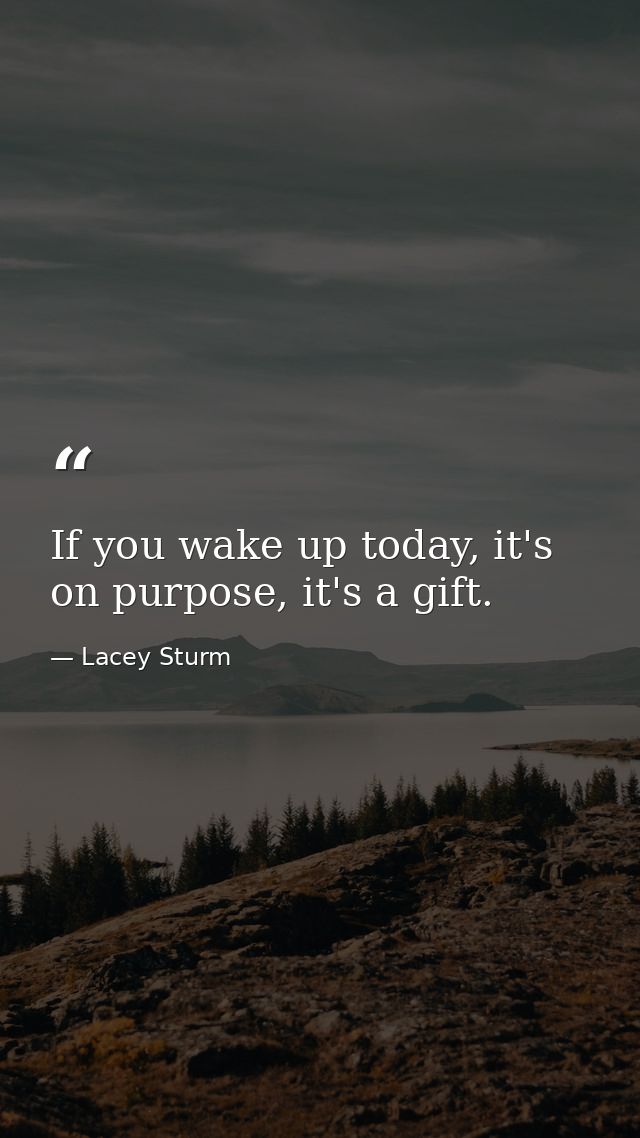 If you wake up today, it's on purpose, it's a gift. — Lacey Sturm