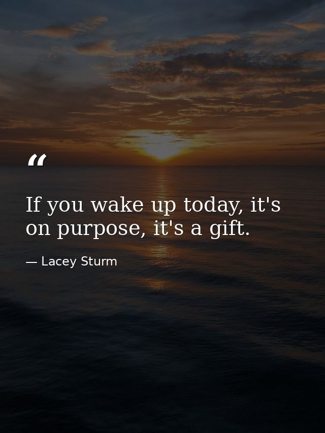 If you wake up today, it's on purpose, it's a gift. — Lacey Sturm