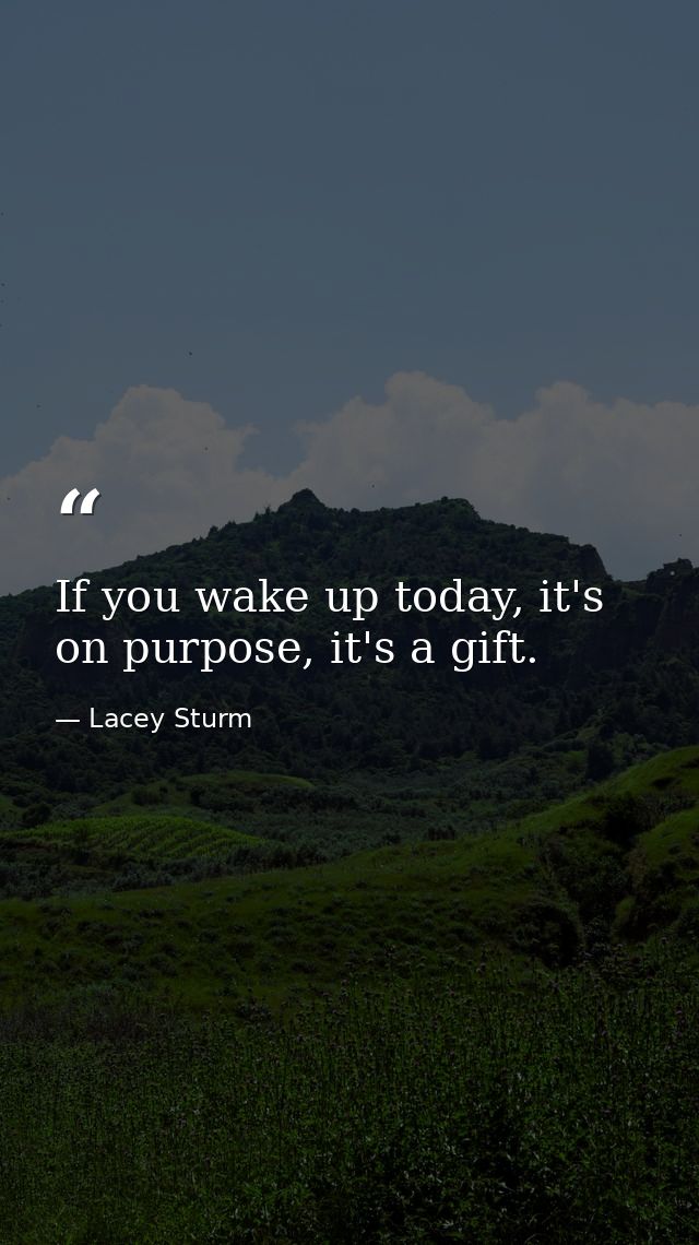 If you wake up today, it's on purpose, it's a gift. — Lacey Sturm