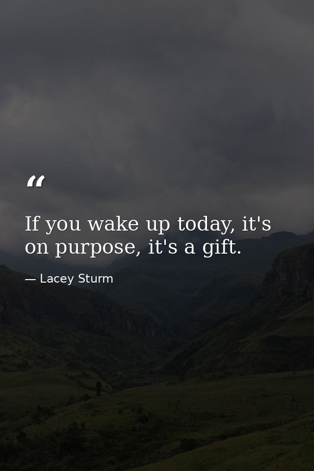 If you wake up today, it's on purpose, it's a gift. — Lacey Sturm