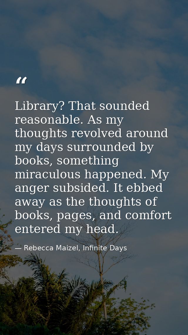 Library? That sounded reasonable. As my thoughts revolved around my days surrounded by books, something miraculous happe — Rebecca Maizel, Infinite Days