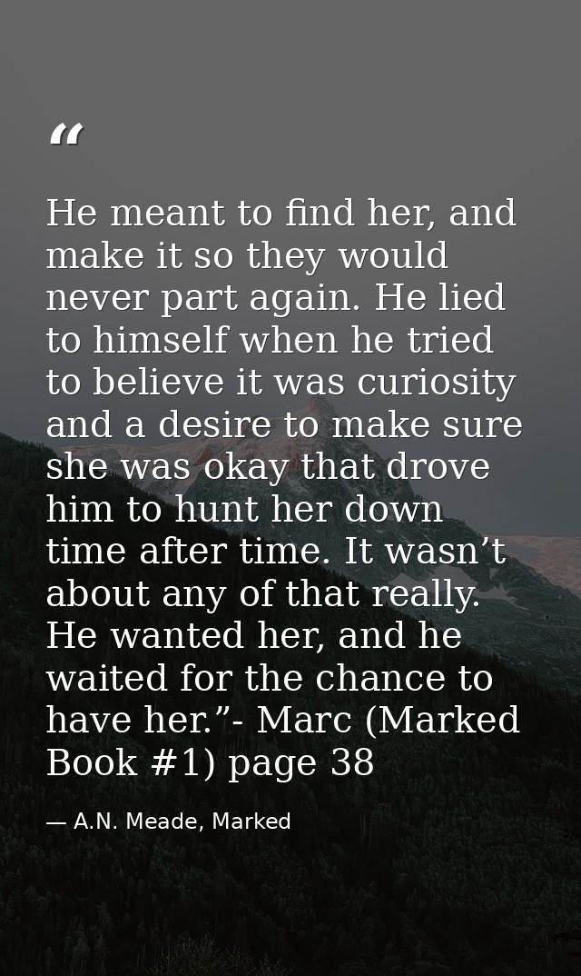 He meant to find her, and make it so they would never part again. He lied to himself when he tried to believe it was cur — A.N. Meade, Marked