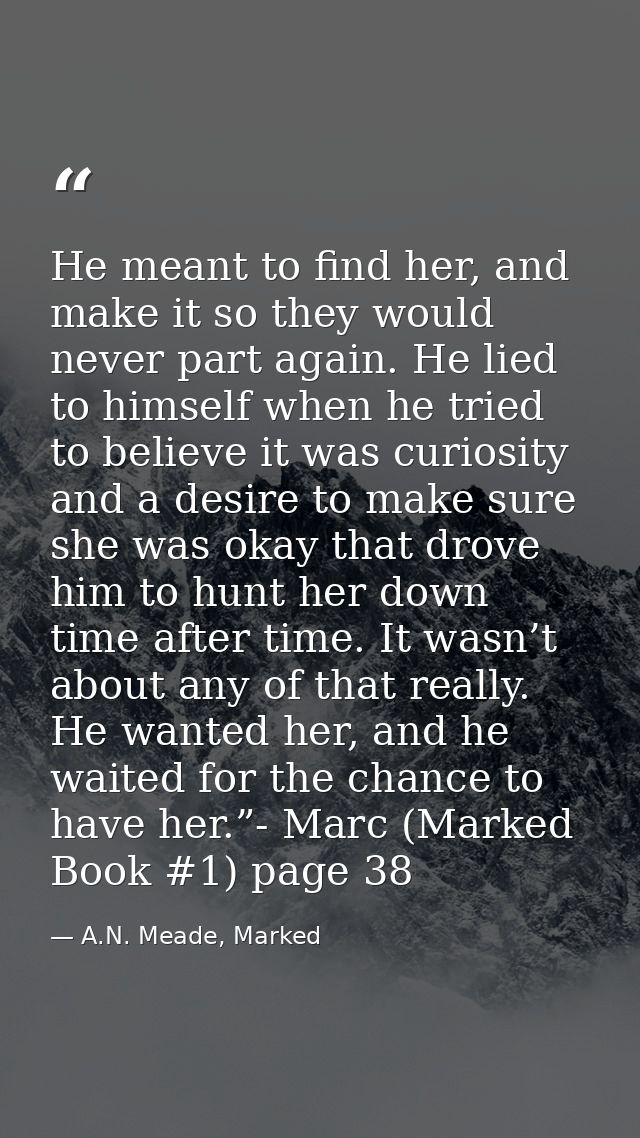 He meant to find her, and make it so they would never part again. He lied to himself when he tried to believe it was cur — A.N. Meade, Marked