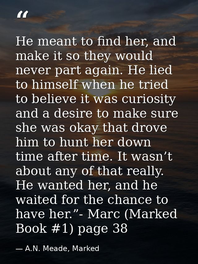He meant to find her, and make it so they would never part again. He lied to himself when he tried to believe it was cur — A.N. Meade, Marked
