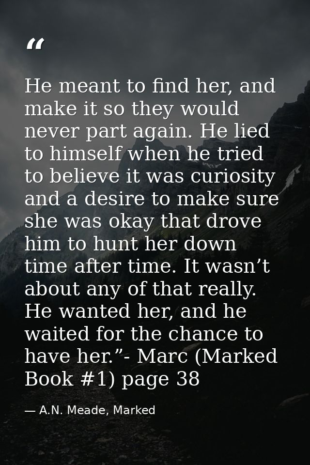 He meant to find her, and make it so they would never part again. He lied to himself when he tried to believe it was cur — A.N. Meade, Marked