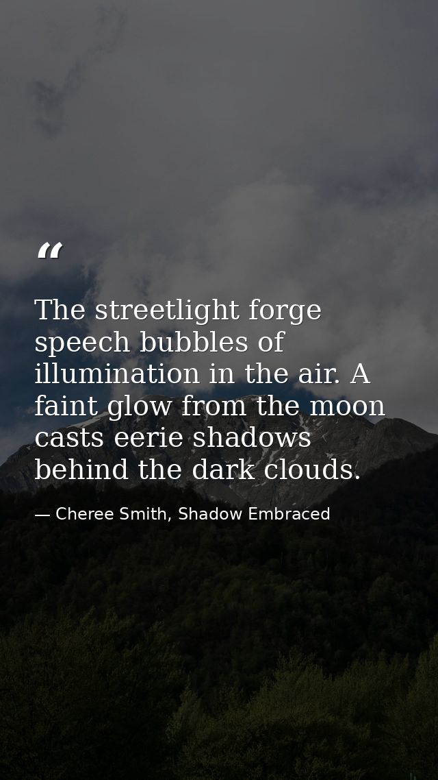 The streetlight forge speech bubbles of illumination in the air. A faint glow from the moon casts eerie shadows behind t — Cheree Smith, Shadow Embraced