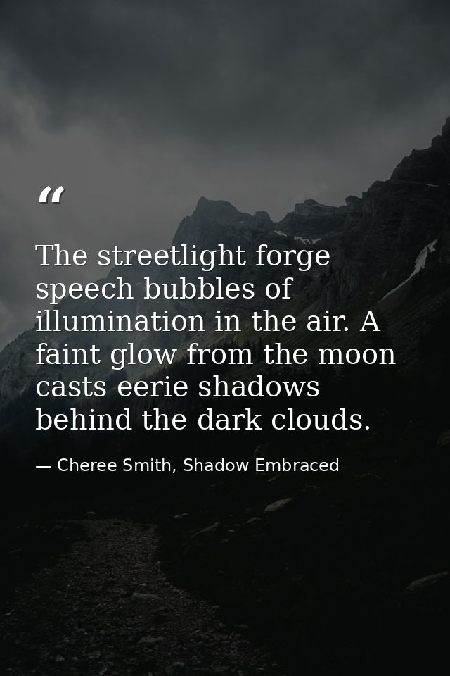 The streetlight forge speech bubbles of illumination in the air. A faint glow from the moon casts eerie shadows behind t — Cheree Smith, Shadow Embraced