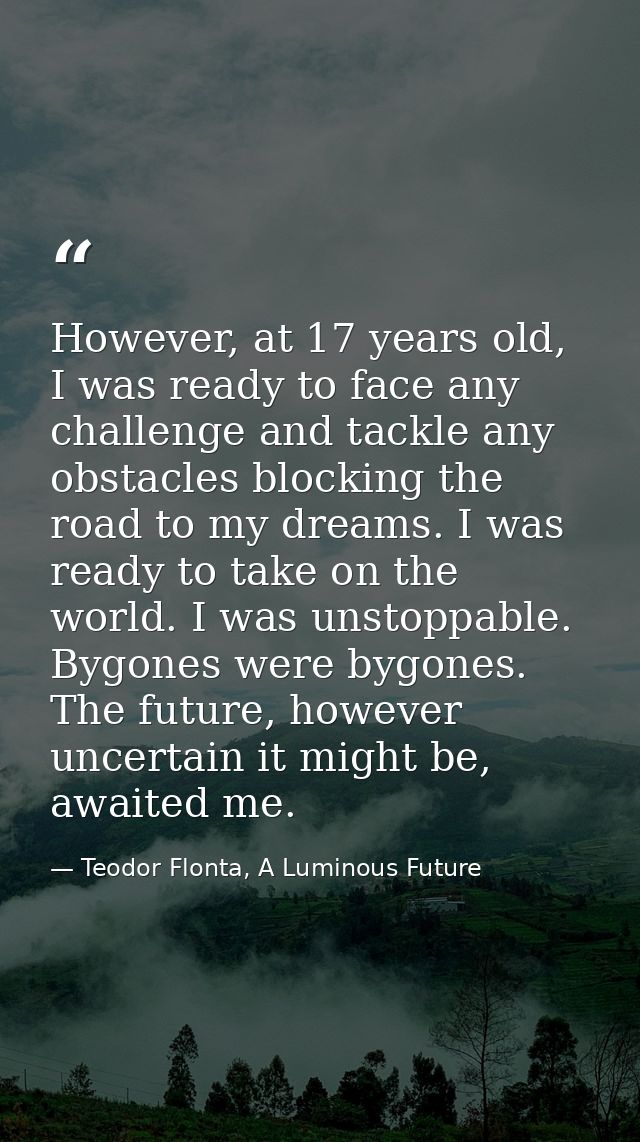 However, at 17 years old, I was ready to face any challenge and tackle any obstacles blocking the road to my dreams. I w — Teodor Flonta, A Luminous Future