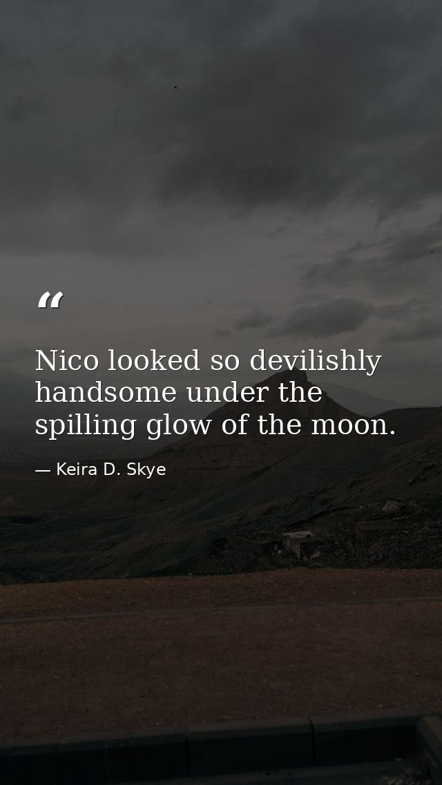 Nico looked so devilishly handsome under the spilling glow of the moon. — Keira D. Skye