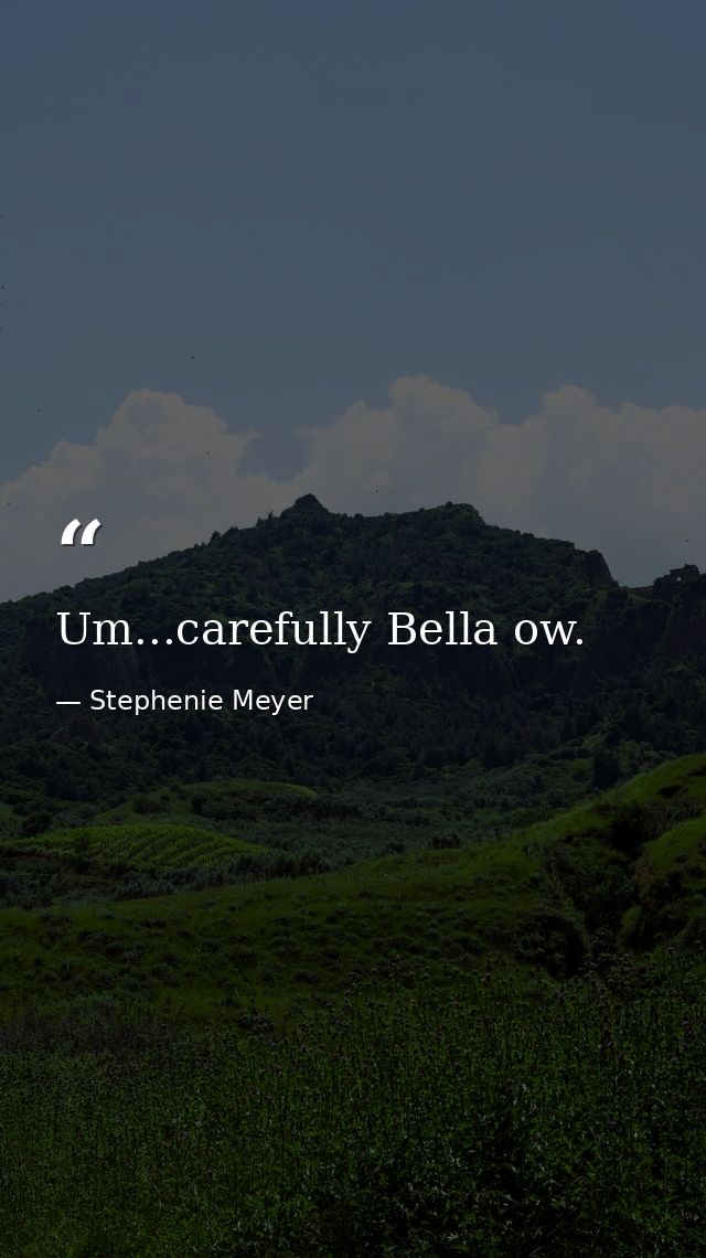 Um...carefully Bella ow. — Stephenie Meyer