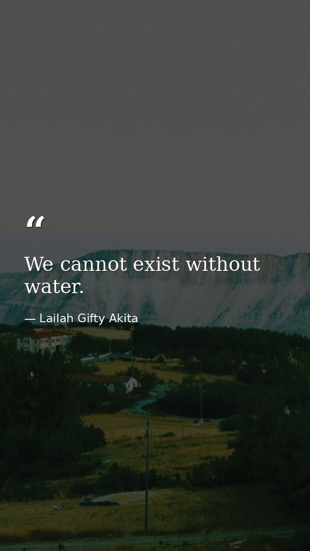 We cannot exist without water. — Lailah Gifty Akita