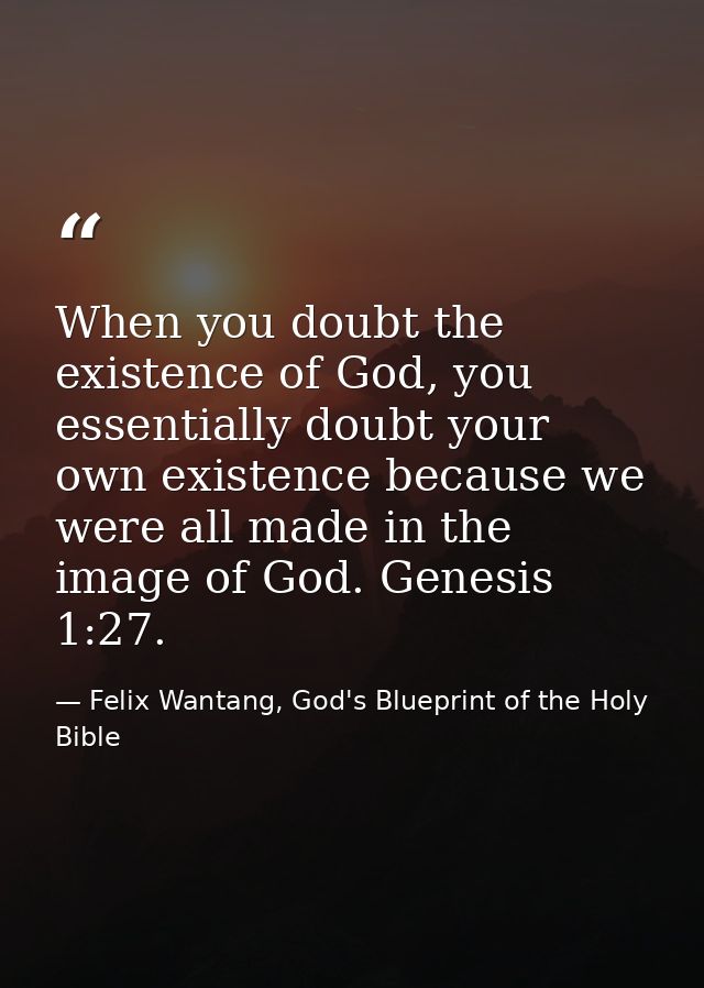 When you doubt the existence of God, you essentially doubt your own existence because we were all made in the image of G — Felix Wantang, God's Blueprint of the Holy Bible