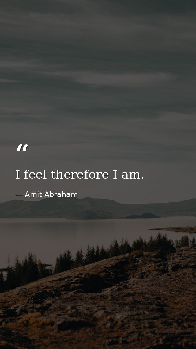 I feel therefore I am. — Amit Abraham