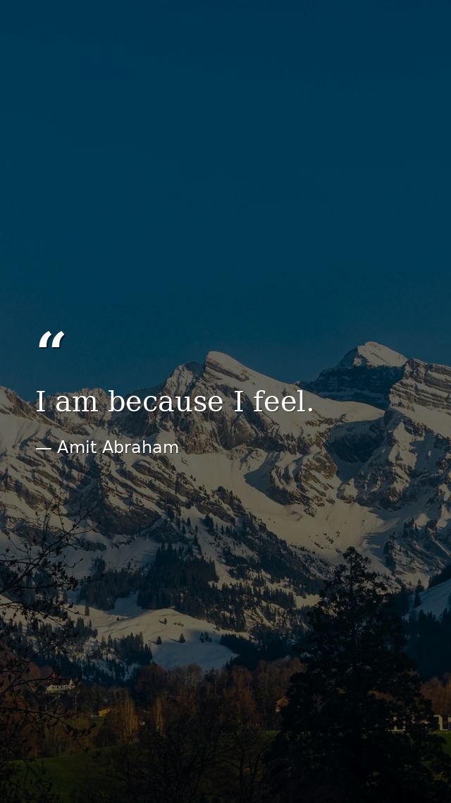 I am because I feel. — Amit Abraham