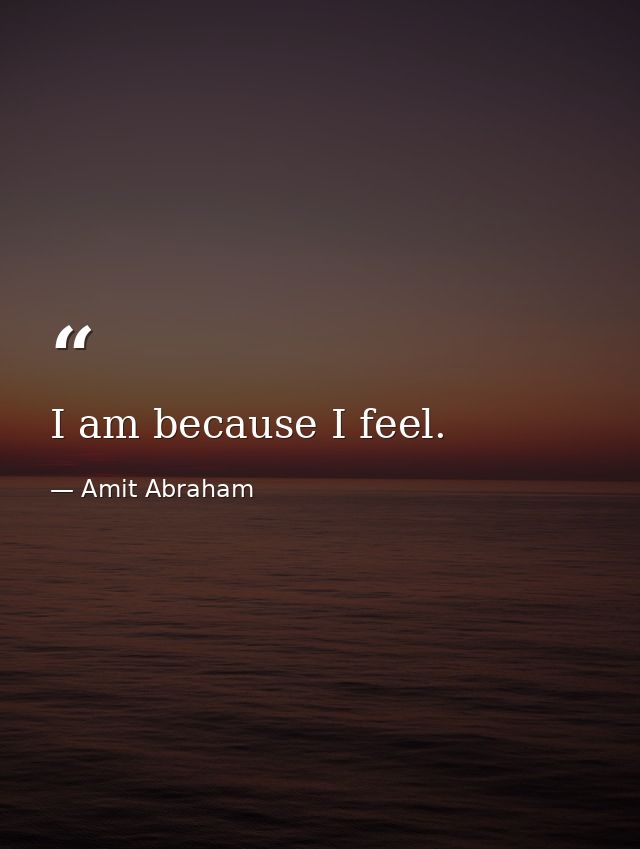 I am because I feel. — Amit Abraham