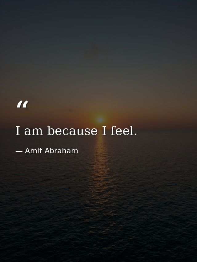 I am because I feel. — Amit Abraham