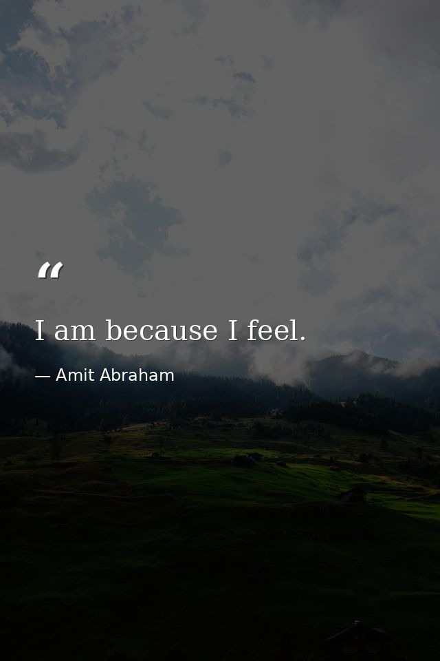 I am because I feel. — Amit Abraham