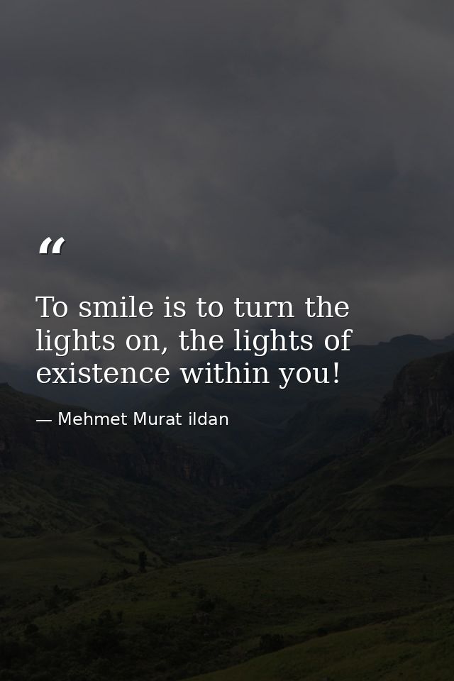 To smile is to turn the lights on, the lights of existence within you! — Mehmet Murat ildan