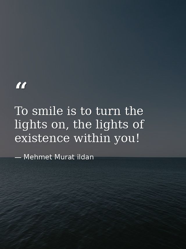 To smile is to turn the lights on, the lights of existence within you! — Mehmet Murat ildan