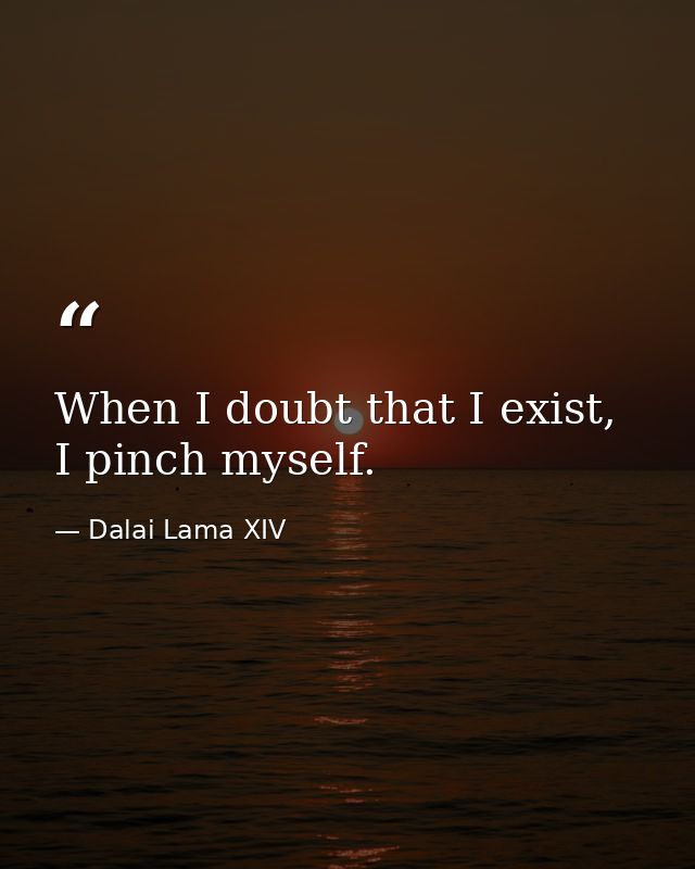 When I doubt that I exist, I pinch myself. — Dalai Lama XIV