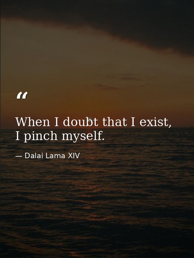 When I doubt that I exist, I pinch myself. — Dalai Lama XIV